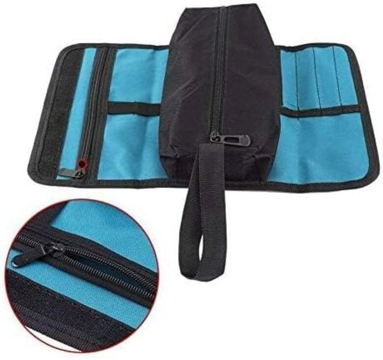 Werkzeugtasche, kleine, zusammenrollbare Werkzeugtasche, Werkzeugtasche aus Segeltuch, Aufbewahrungstasche mit Reißversc...