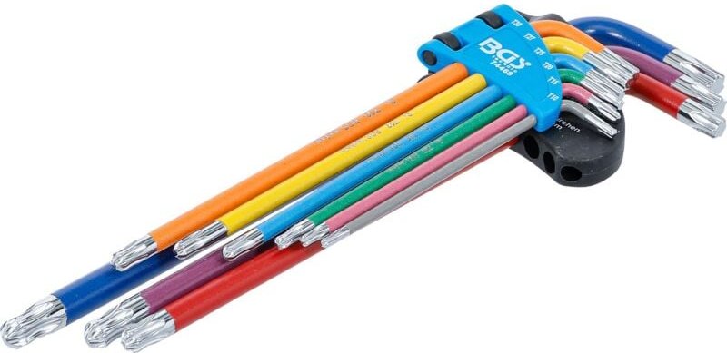 Bgs Technic - Winkelschlüssel-Satz Multicolour extra lang T-Profil (für Torx) mit Kugelkopf T10 - T50 9-tlg.