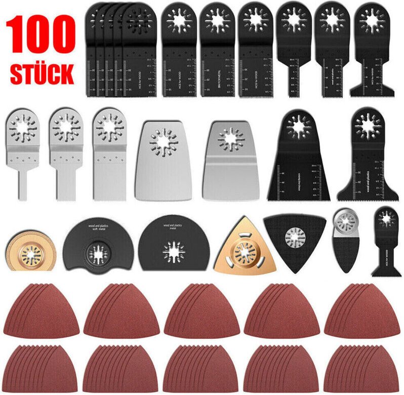 100-teiliges Oszillierendes Sägeblatt-Set, Zubehörset für Multifunktionswerkzeuge (Fein Multimaster, Dremel, Makita, Ein...