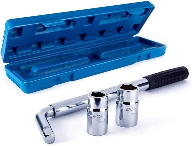 Einziehbarer Auto-Radschlüssel, teleskopisch verstellbarer Schraubenschlüssel mit Standard-17/19-mm- und 21/23-mm-Stecks...