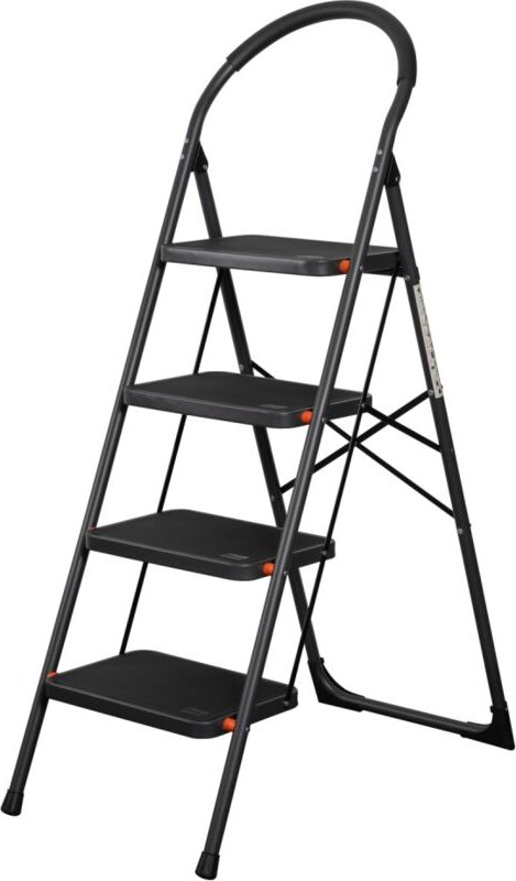 Klappleiter aus Stahl, 150 kg belastbar – EN 14183 4 Stufen