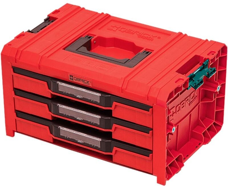 Qbrick System PRO Drawer 3 Toolbox 2.0 Expert RED ULTRA HD Werkzeugkoffer 450 x 310 x 244 mm 13,5 l stapelbar IP54 mit 3...