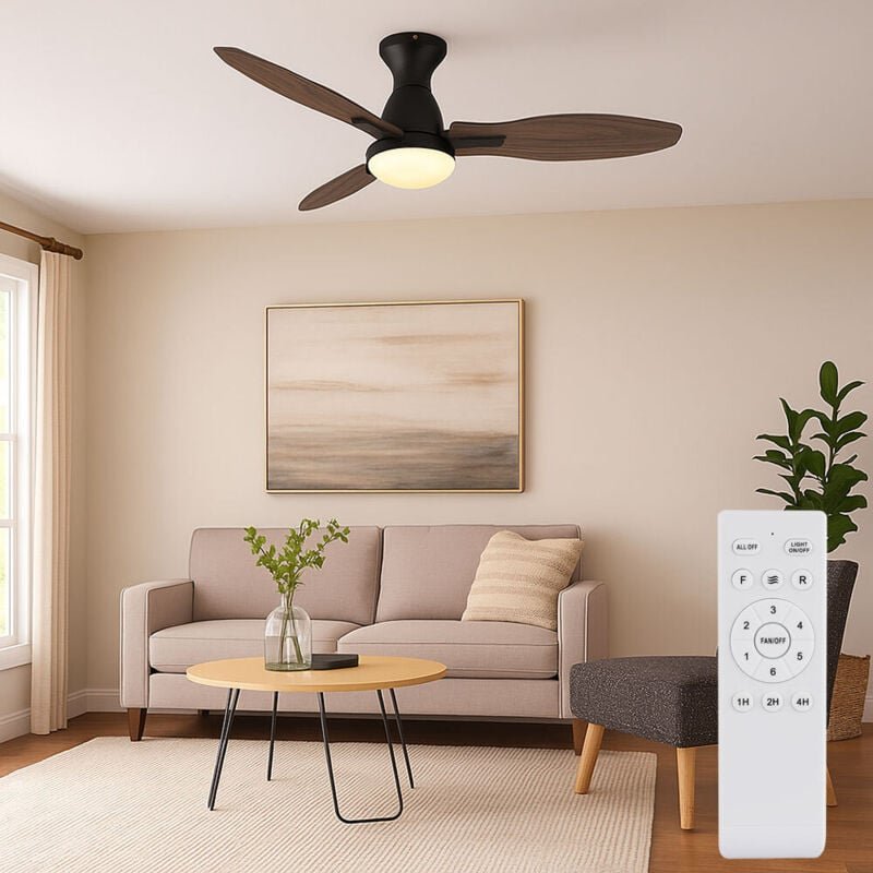 Globo Lighting - led Deckenventilator dimmbar mit Fernbedienung Sommer Wintermodus Deckenlampe, 6 Stufen, Flügel wendbar...