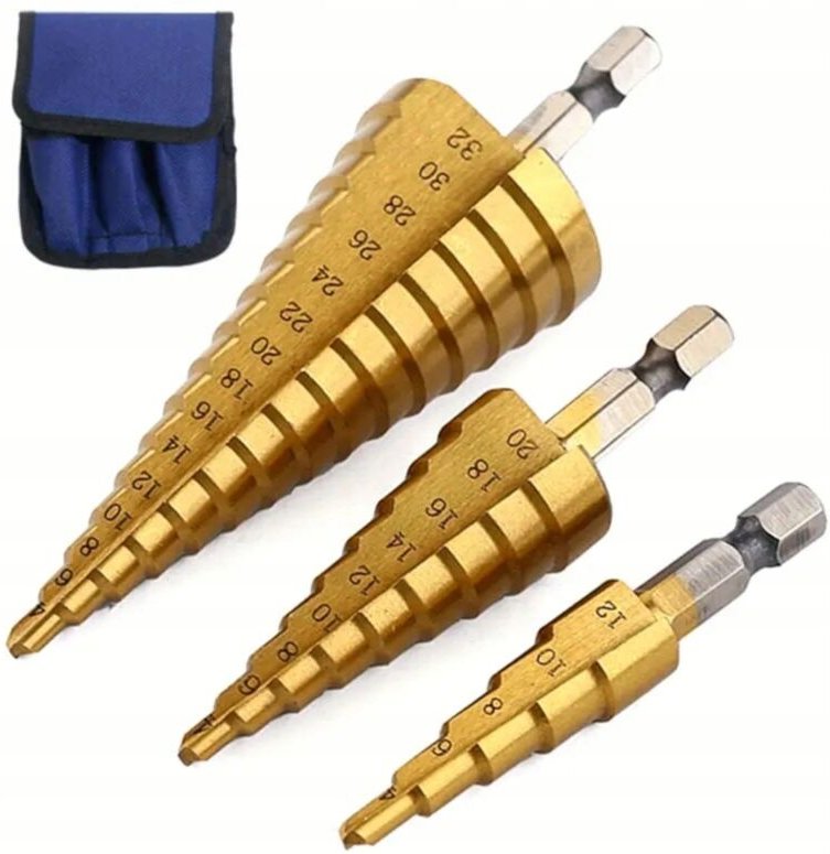 Stufenbohrer konisch 4-32 mm 3 Stück Titan
