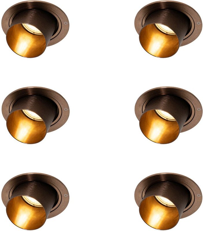6er-Set moderne Einbaustrahler Dunkelbronze Rund Schwenkbar - Installa
