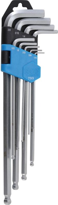 Bgs Technic - Winkelschlüssel-Satz Zollgrößen Innensechskant / Innensechskant mit Kugelkopf 1/16' - 3/8' 9-tlg.