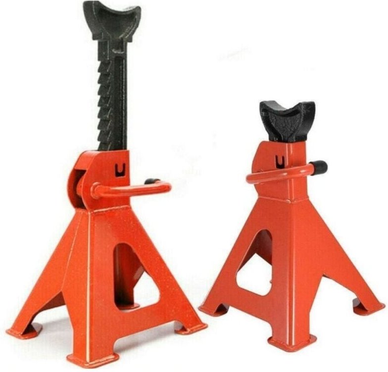 Perel 2er-Set höhenverstellbare Kfz-Unterstellböcke, 2 Tonnen Tragkraft, 11-fach höhenverstellbar 282-430 mm, mit Sicher...