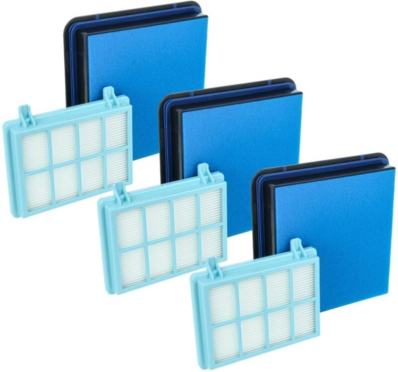 Filter-Set kompatibel mit Philips PowerPro Compact FC9334/09, FC9333/09 Staubsauger - 9x Filter (HEPA-Filter, Motorschut...