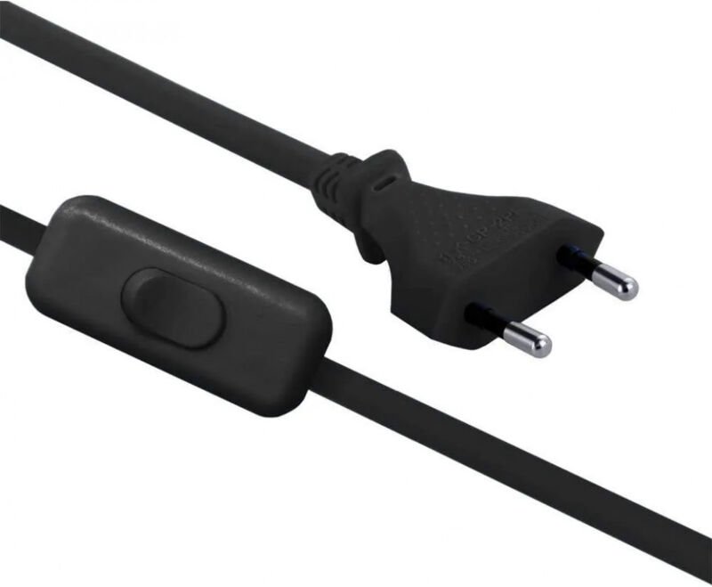 Verkabelung mit schalter und stecker 1,5 meter schwarz h03vvh2-f 2,5a 70527 - Electraline