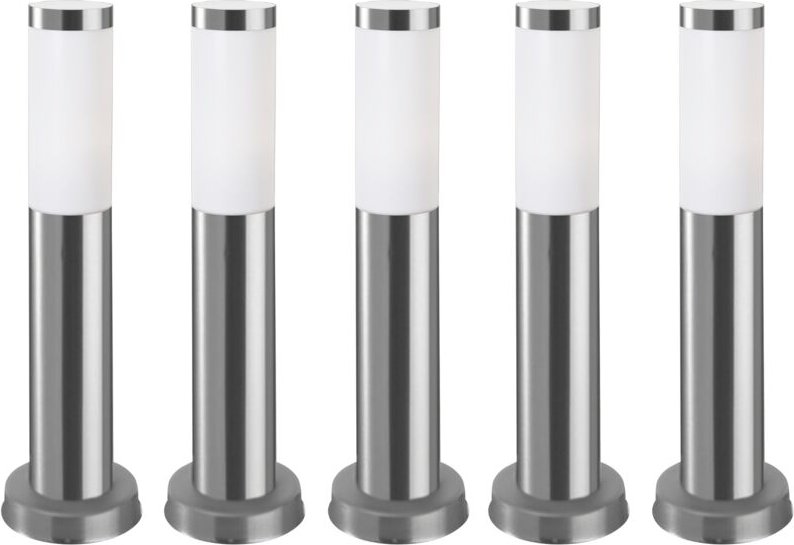 Koral (5 uds) Baliza Exterior de Jardín Resistente al Agua IP55. Poste de Luz. Lámpara Bolardo de Acero Inoxidable 23W.
