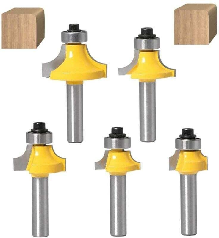CHOYCLIT 5-teilige 8-mm-Schaft-Rundfräser mit Eckenradius, Rundfräser und Perlenkantenfräser mit Lager für die Holzbearb...