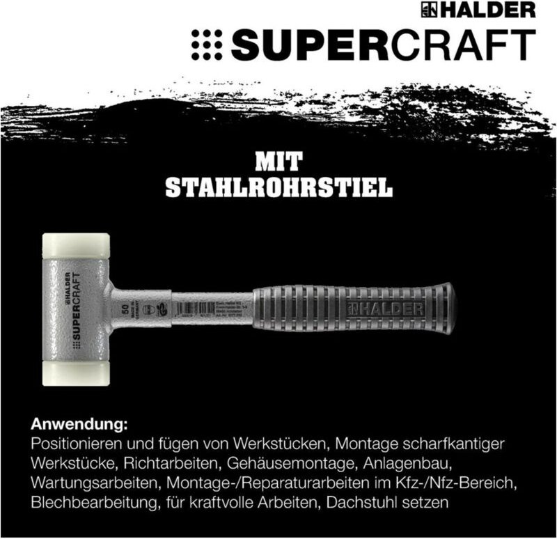 Thumbnail - Erwin Halder Kg - SUPERCRAFT-Schonhammer, mit bruchsicherem Stahlrohrstiel und ergonomisch geformtem, rutschsicherem Gri...