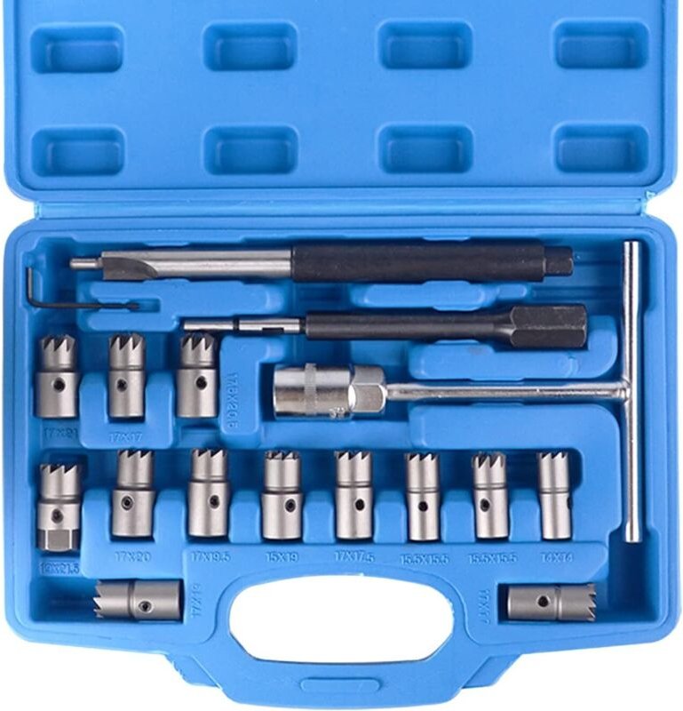 Lot de 17 outils de nettoyage professionnels pour injecteur diesel