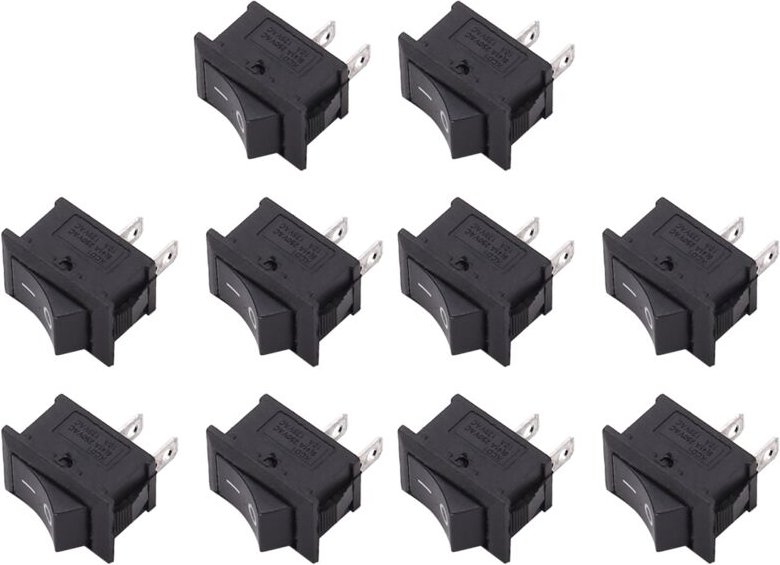 R) 10 Stueck spst Mini 2 Pin Wippschalter ac 125V 10A 250V 6A - Schwarz