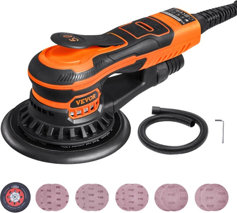 Exzenterschleifer, 152 mm bürstenloser elektrischer Exzenterschleifer, 350 w, 6 variable Geschwindigkeiten, mit 10 Schle...