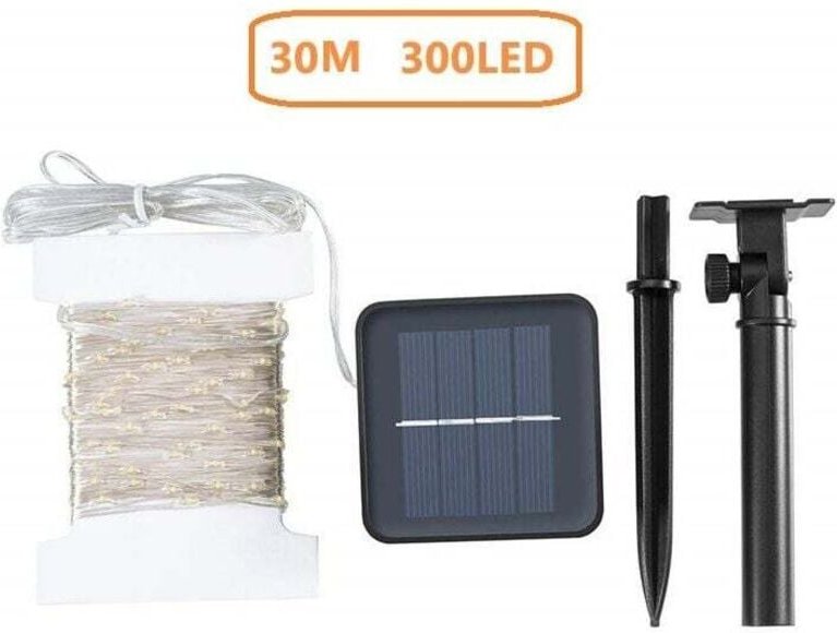 30M 300 led Solar Lichterkette Kupferdraht Outdoor Lichterkette Wasserdicht Gartendekoration Weihnachtsgirlande Lichter,...