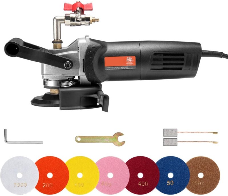 Mophorn - Nasspolierer 800 w, 4-Zoll-Betonschleifer mit 6 variablen Geschwindigkeiten und 7 Polier-Kits, Nassschleifmasc...