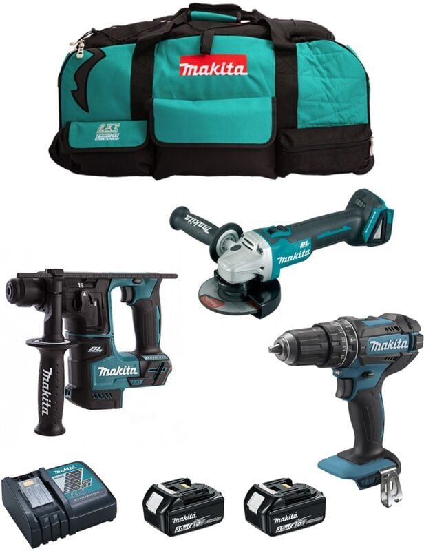 Makita - Kit MK305 (DHP482 + DHR171 + DGA504 + 2 x 3,0 Ah + DC18RC + LXT600)