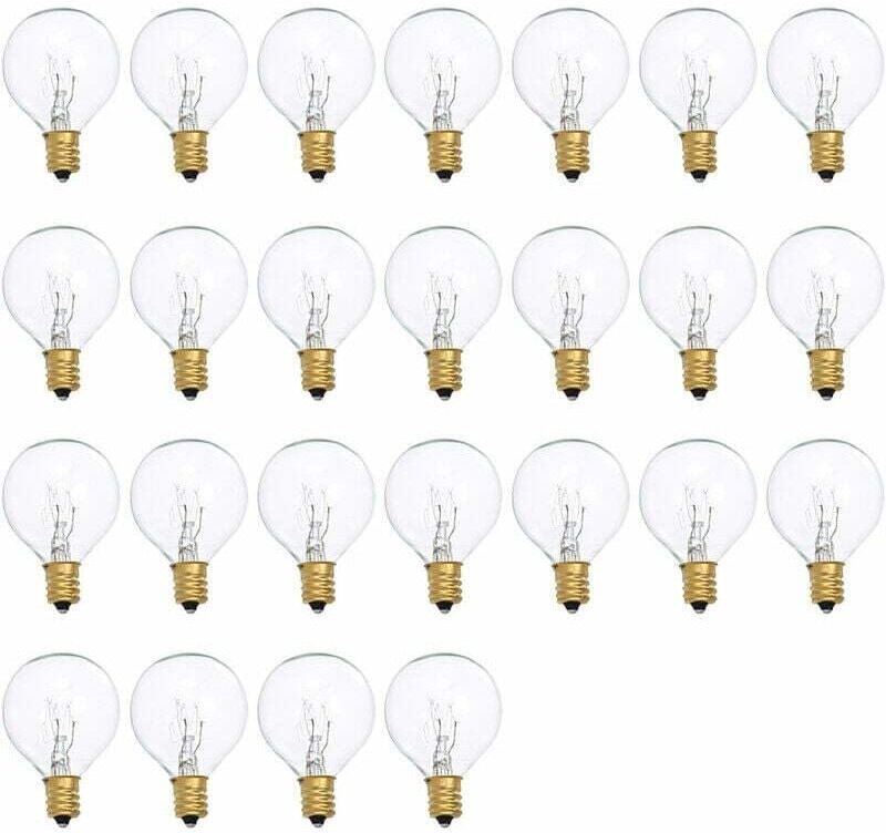 G40-Glühbirnen, Ersatz für G40-Wolframbirne, 7 W, 220–240 V, klare Globe-Glühbirne mit E12-Sockel, 25 Stück, Kaltweiß