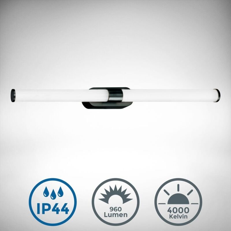 Spiegelleuchte - 9W, 920lm, LED, IP44, 55cm, neutralweiß, schwarz