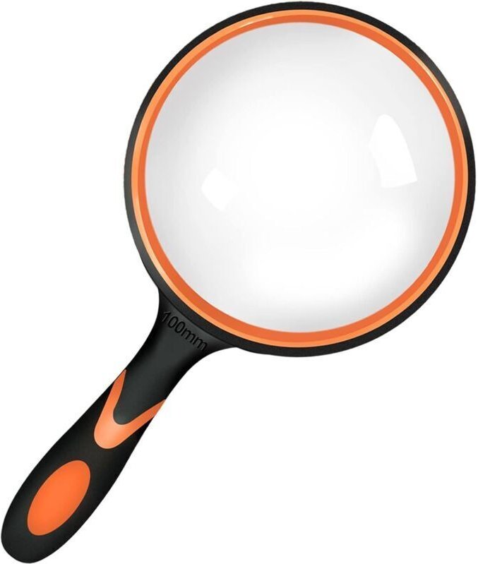 Tragbare Leselupe (75 mm) mit weichem, rutschfestem Gummigriff, 10-facher Vergrößerung, Glasmaterial, geeignet zum Lesen...