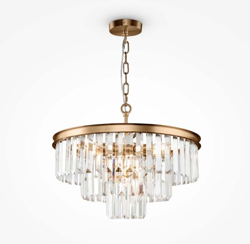 Pendelleuchte Hängelampe Deckenleuchte Kronleuchter Glas Messing Dekor d 50 cm