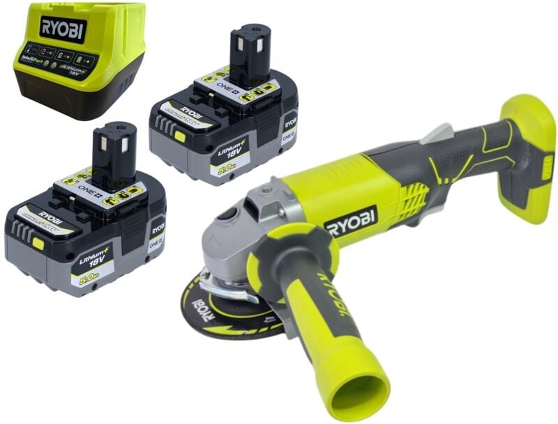 Thumbnail - Ryobi R18AG-0 Akku Winkelschleifer 18 V ONE+ 115 mm + 2x Akku 5,0 Ah + Ladegerät