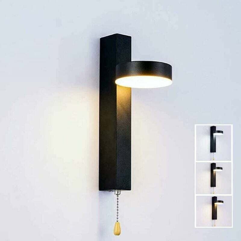 9W LED-Wandleuchte, dreifarbig, wählbar, mit 360° drehbarem Zugschalter, LED-Wandleuchte für den Innenbereich, für Wohnz...