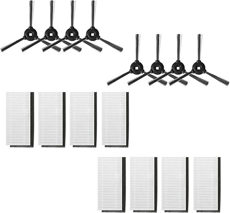 Lefant Roboter-Staubsauger-Zubehörset, 8 Seitenbürsten und 8 HEPA-Filter M200/M201/M520M/M501-A/M571/T700