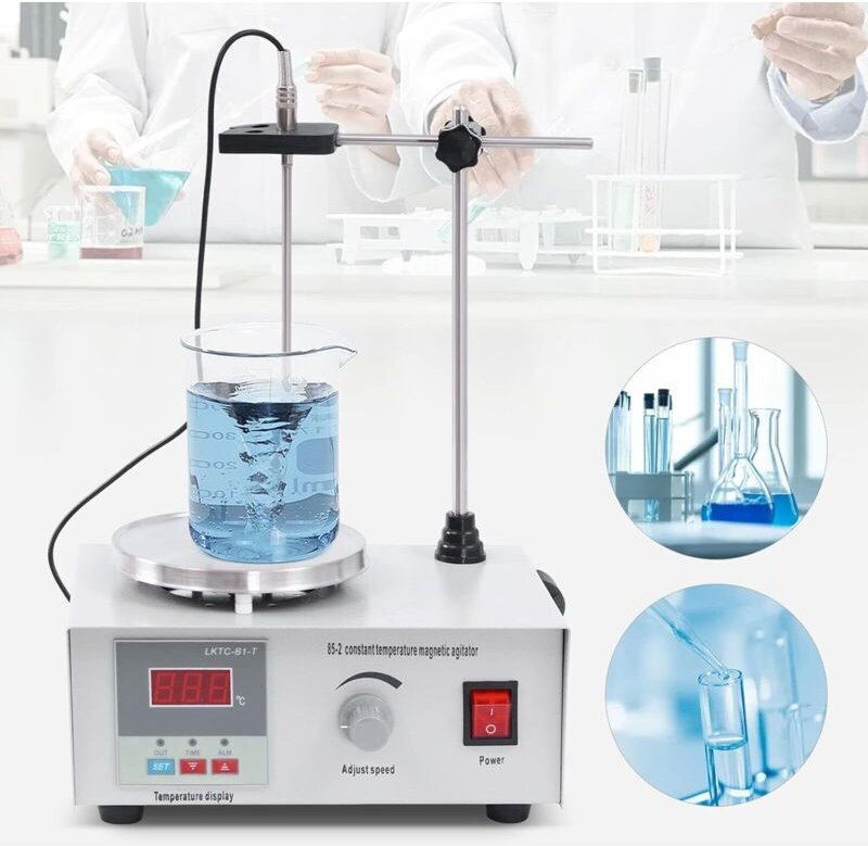 Magnetrührer mit Heizplatte 250 W digitaler Magnetic Stirrer Hot Plate 2L 2000 U/min Magnetrührgerät mit Temperaturanzei...