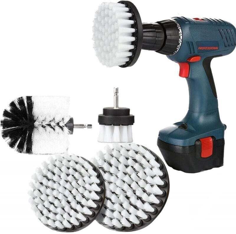 4-teiliges Reinigungsbürsten-Set für Bohrmaschinen, Bürsten für Bohrmaschinen, Auto, Fliesen, Teppich, Badewanne, Küche,...
