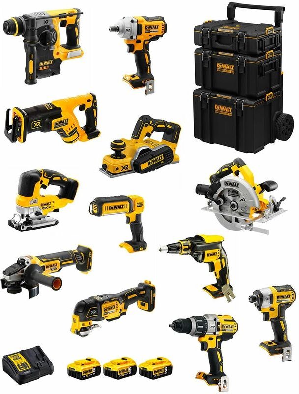 Dewalt - Kit DWK1201 (DCD996+DCH273+DCG405+DCF887+DCF894+DCS334+DCS570+ DCS355+DCP580+DCS367+DCL050+DCF620+3x5,0Ah+DCB11...