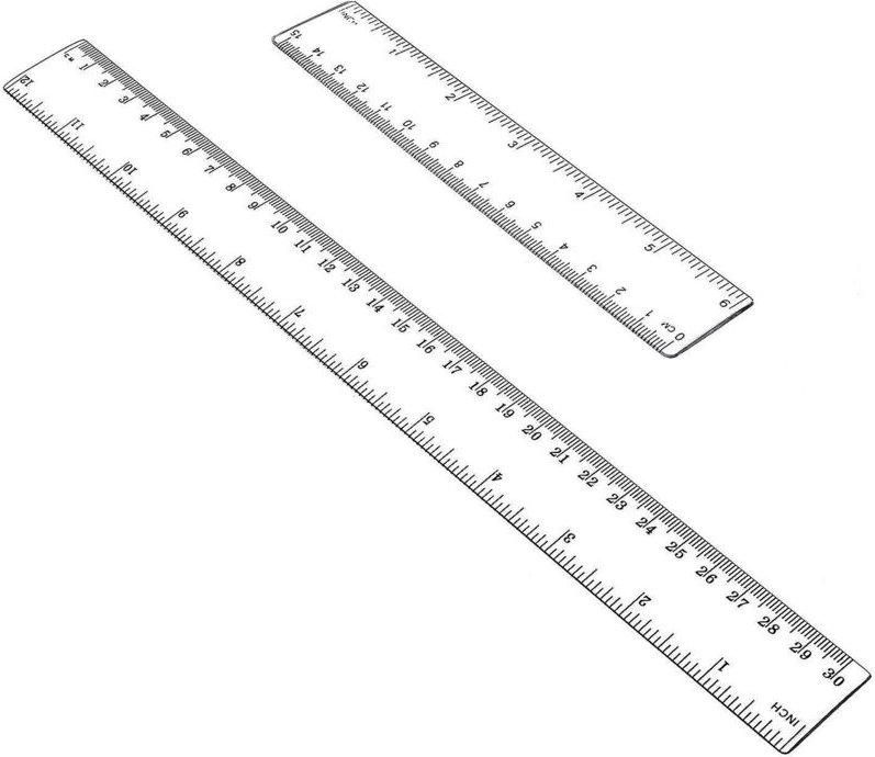 2er-Set gerade Lineale aus Kunststoff, 15 cm, 30 cm, Messzubehör - transparent