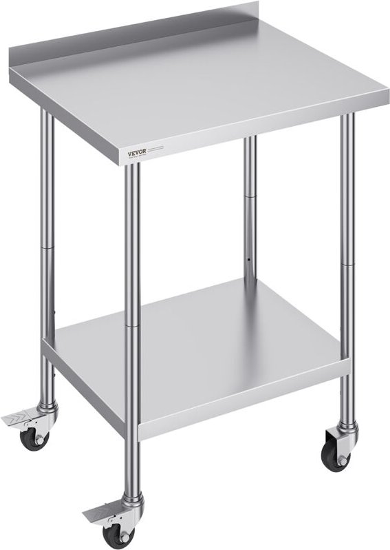 Edelstahl-Arbeitstisch, kommerzieller Lebensmittelzubereitungs-Arbeitstisch mit Rollen, Vorbereitungsarbeitstisch, Arbei...