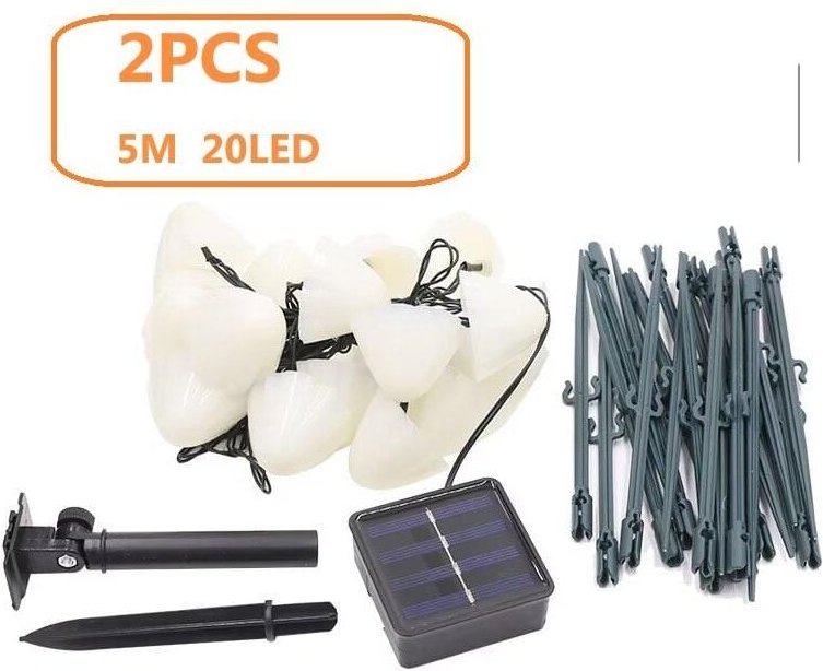 2er-Pack, 5 m, 20 LEDs, Solar-Gartenleuchten, Pilzform, wasserdicht, dekorative Gartenleuchten für Straße, Landschaft, T...