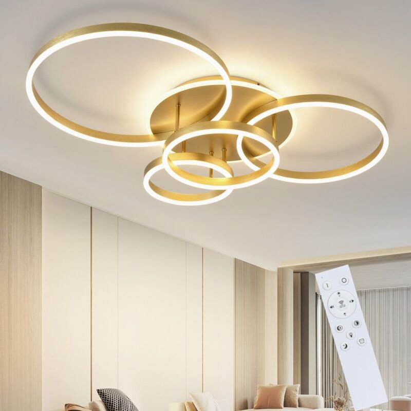 GBLY LED Deckenlampe Deckenleuchte Wohnzimmer - 98CM Wohnzimmerlampe Dimmbar Modern Design 90W Schlafzimmerlampe mit Fer...