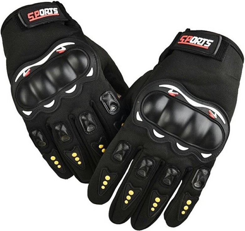 Motorradhandschuhe, Motorrollerhandschuhe, Quad-Touchscreen-Fahrradhandschuhe, Unisex, schwarz mit gelben Punkten