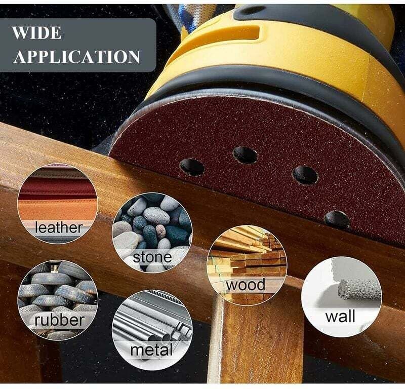 Schleifscheiben Set Schleifpapier 125mm │100 Stück Schleifpapier 8 Löcher Rund │20x P40/P60/P80/P120/P240 Körnung │ Schl...