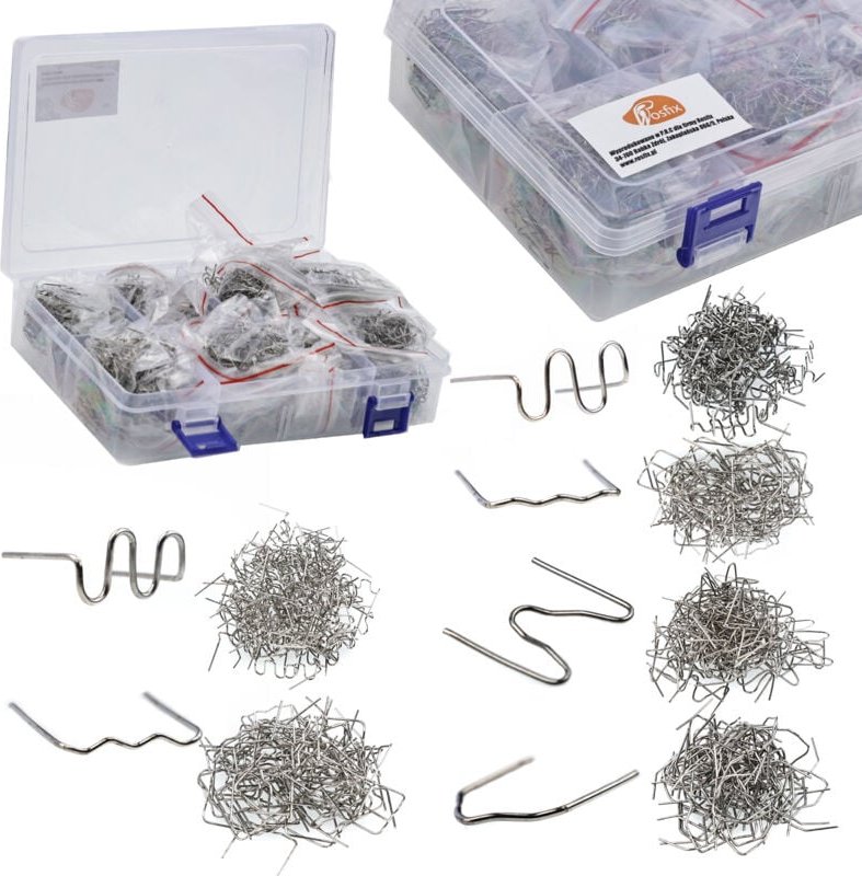 Rosfix Zszywki für Plastik – 6 Arten, Ø0.8/0.6mm 1800 Stück inklusive Box Autos, DIY, Kunststoffverbindungen Robuste Ver...