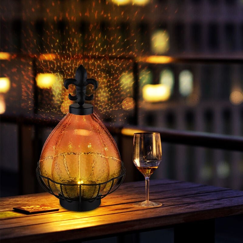 Solarlampe Outdoor Solarleuchte Dekoleuchte Gartenleuchte Tischlampe, Metall Kunststoff Glas orange gelb, 1x led 0,06W 3...