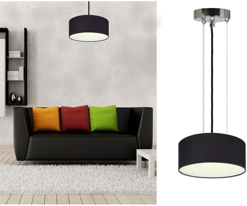 Smartwares - Hängelampe ceiling dream, Stoff Schwarz / Abdeckung satiniert, ø 20cm
