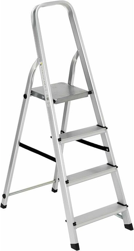 Garden Friend Aluminium-Leiter 4 Stufen 42x76x128h cm max. Belastbarkeit 150 kg