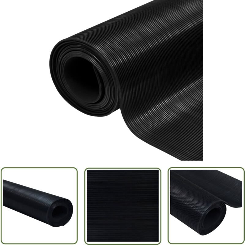 The Living Store - Bodenmatte Rutschfest Gummi 1,5 x 2 m 3 mm Feine Rippen - Gummieroberfläche - Gummimatte - Bodenmatte...