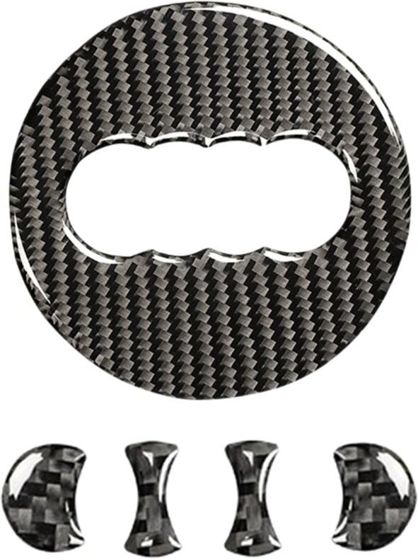 Tlily - Kohle Faser Auto Lenk Rad Ring Zier Leiste Aufkleber Logo Abdeckung Dekoration für A3 A4 Q5 Styling a