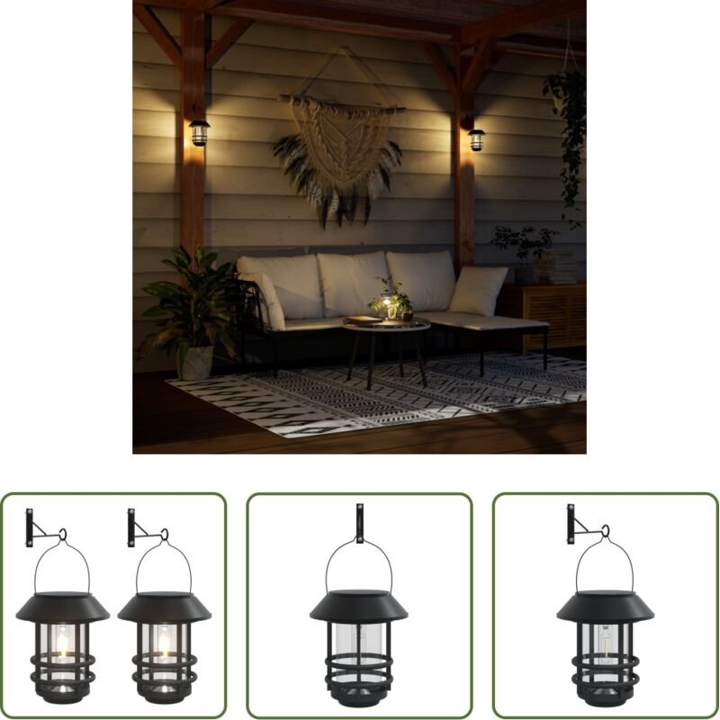 vidaXL Gartenbeleuchtung - Solar-Außenwandleuchten 2 Stk. Weiß