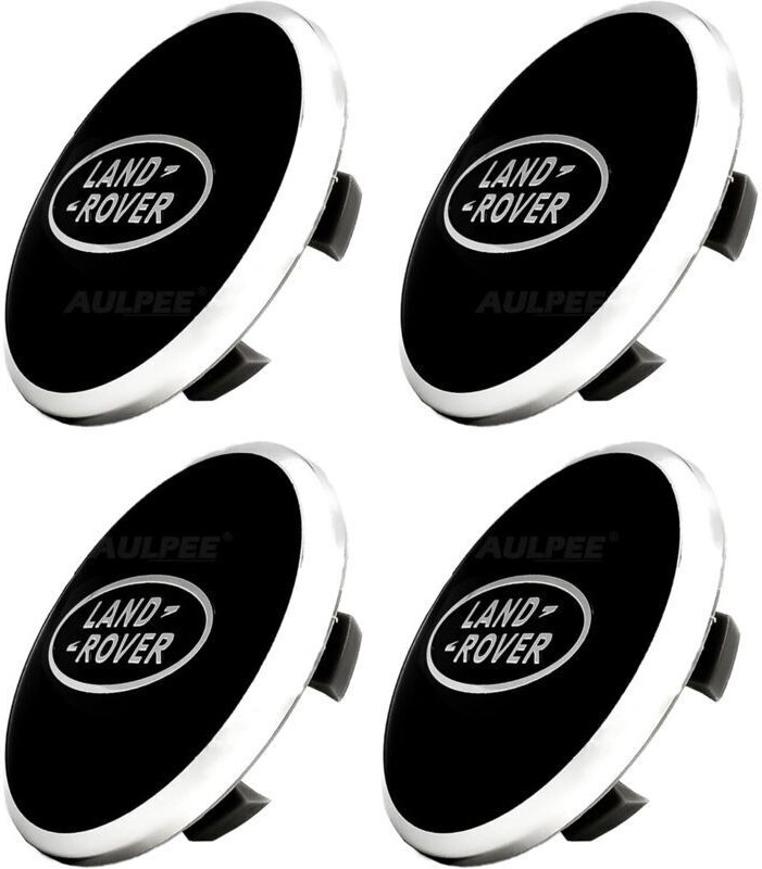 62-mm-ABS-Radkappe mit zentralem Logo, kompatibel mit Land Rover Zubehör (LR schwarz - schwarz)