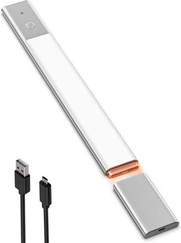 Thumbnail - LED-Schranklampe 40 cm mit Bewegungssensor, LED-Küchenbeleuchtung unter dem Schrank, 5000 k weißes Licht mit 3 Beleuchtu...