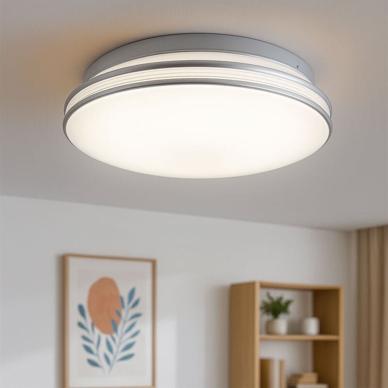 Deckenleuchte rund Deckenlampe Modern Wohnzimmerlampe Decke, Acryl weiß, led 1120 Lumen warmweiß, DxH 29,3 x 8,5 cm