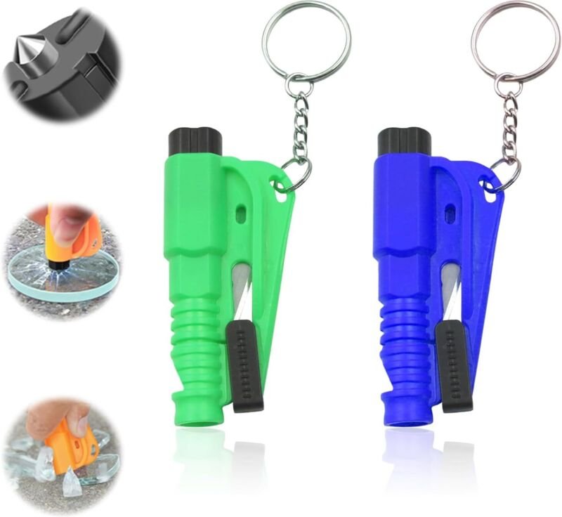 Auto-Nothämmer mit Gurtschneider und Pfeife, 3-in-1-Nothammer, Sicherheitshammer mit Gurtschneider, Autofensterbrecher (...