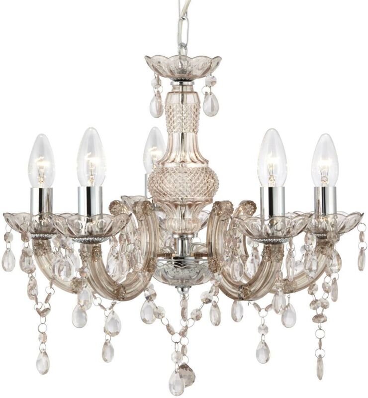 Searchlight - Marie Therese - 5 Leichtes Kronleuchter-Nerz-Finish mit Acrylkristallen, E14